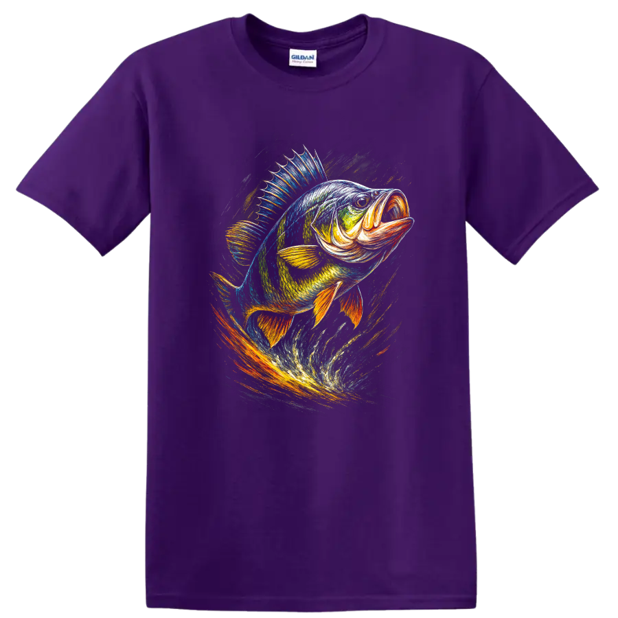Colorful Fish Art T Shirt for Anglers and Ocean Lovers - Purple