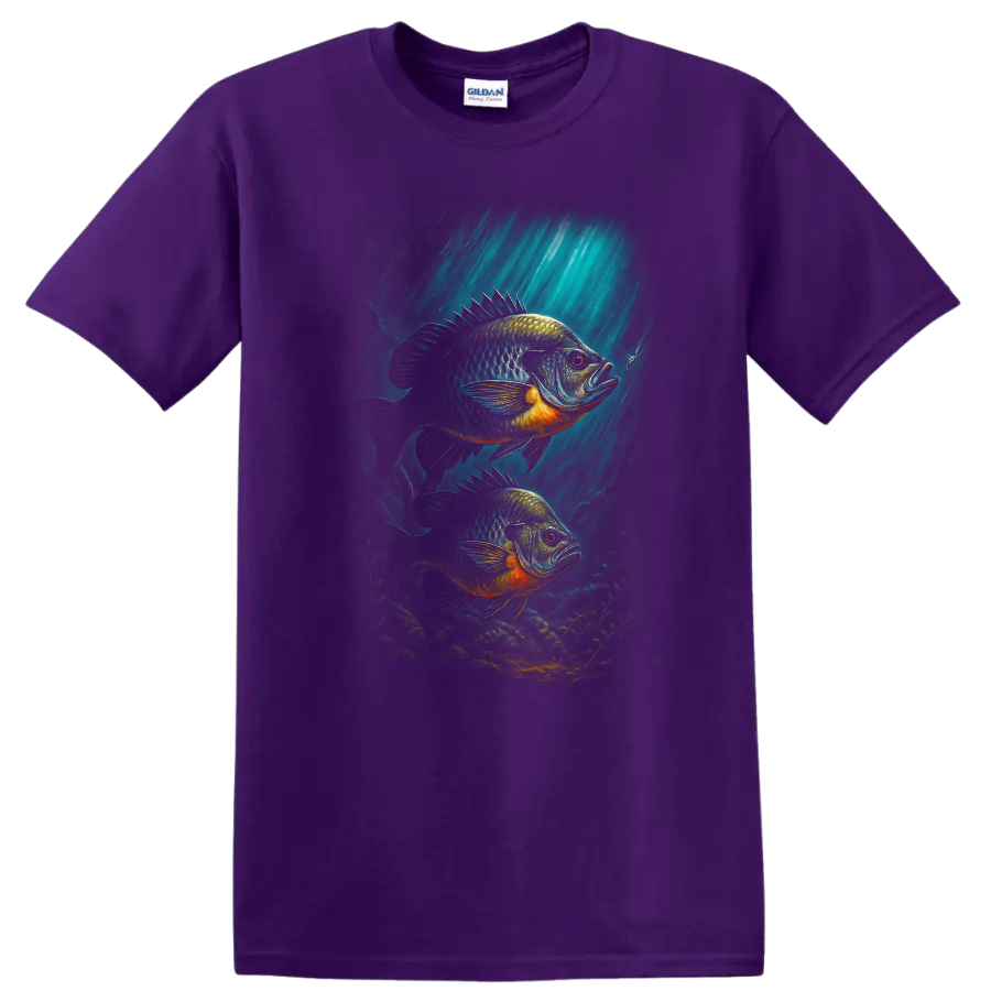 Colorful Fish Underwater Art T Shirt for Anglers and Nature Lovers - Purple