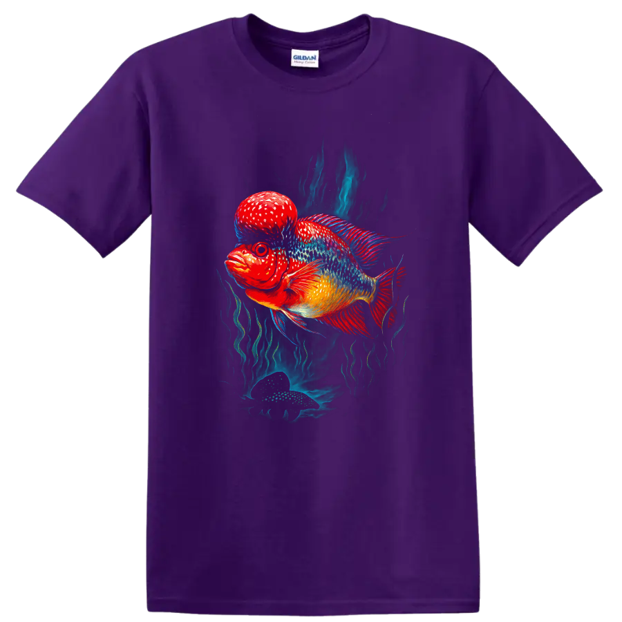 Colorful Betta Fish Art T Shirt Vibrant Tropical Aquarium Graphic - Purple