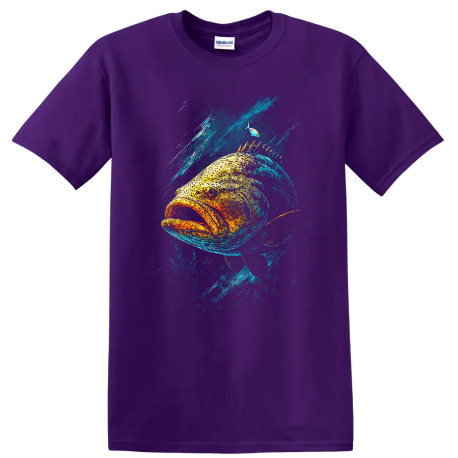 Colorful Big Fish Ocean Splash Graphic T Shirt - Purple