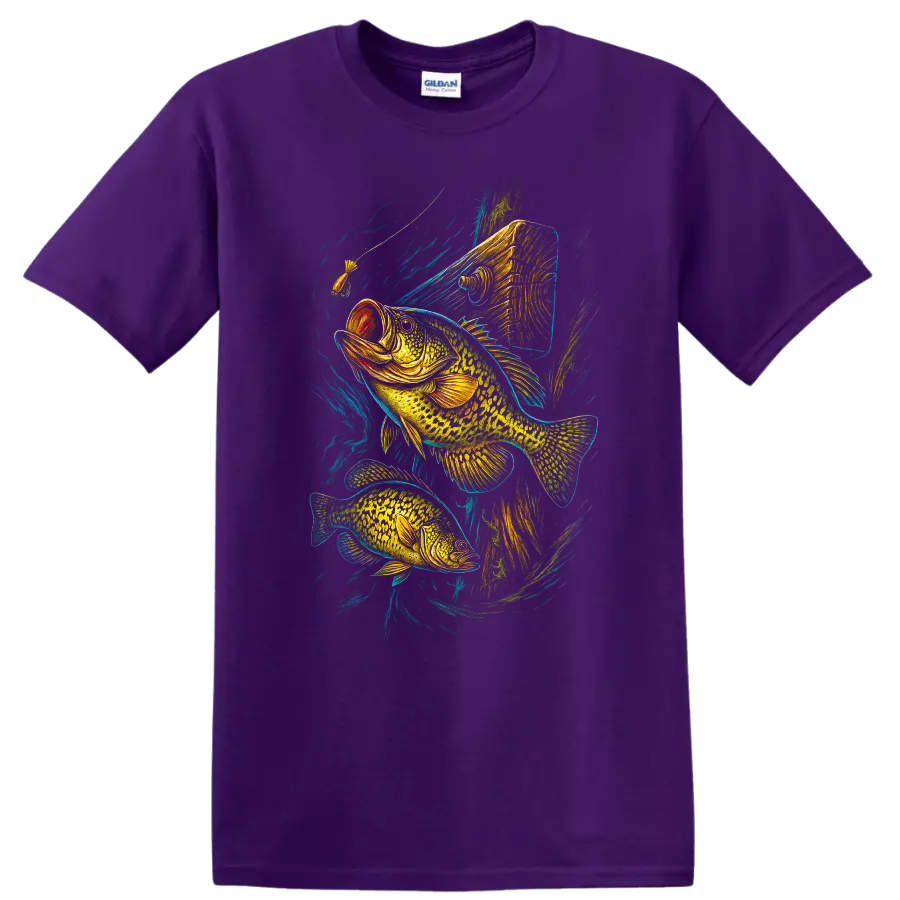 Bass Fishing Fish T Shirt Vibrant Neon Largemouth Artwork for Anglers - Purple