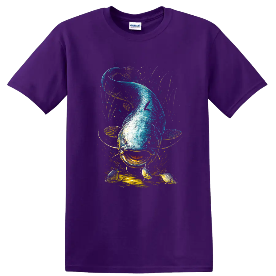 Colorful Fish Art Graphic T Shirt, Vibrant Aquarium Style, Unisex - Purple