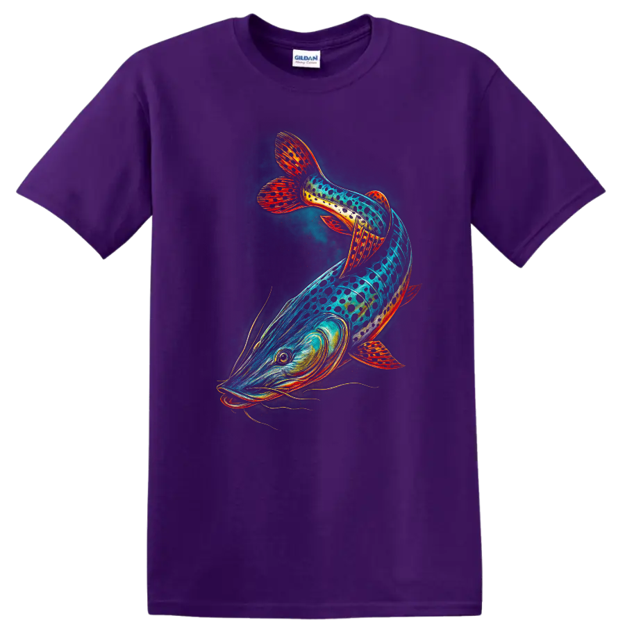 Colorful Rainbow Fish T Shirt Vibrant Abstract Aquarium Art for Anglers - Purple