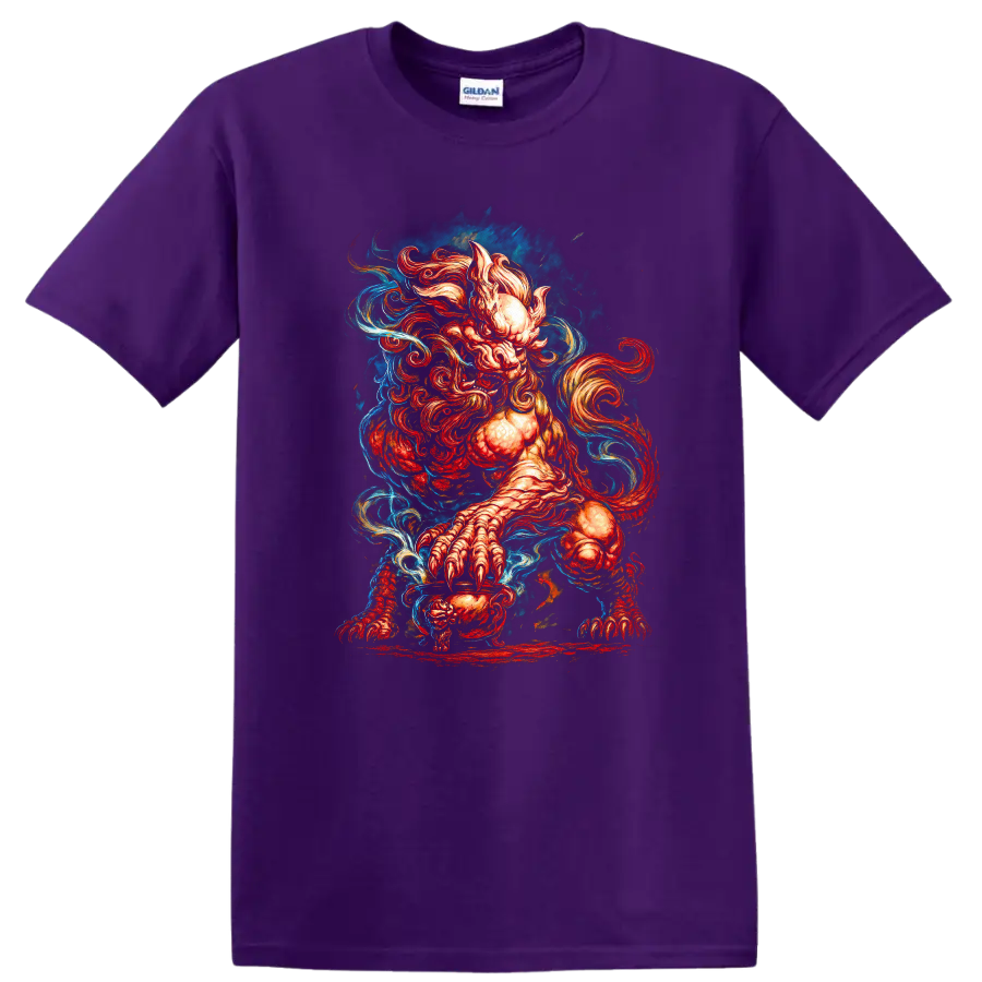 Japanese Style Oni Demon Art T Shirt for Dark Aesthetic Fans - Purple