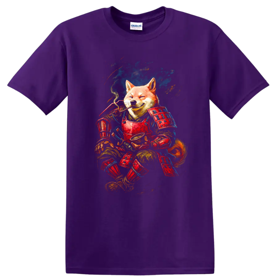 Samurai Shiba Inu Japanese Style Warrior Dog T Shirt - Purple