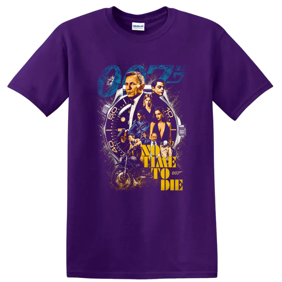 Vintage Cult Movie Character Portrait Style T Shirt on a Purple T Shirt