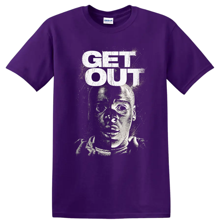 Vintage Cult Movie Character Portrait T Shirt on a Purple T Shirt