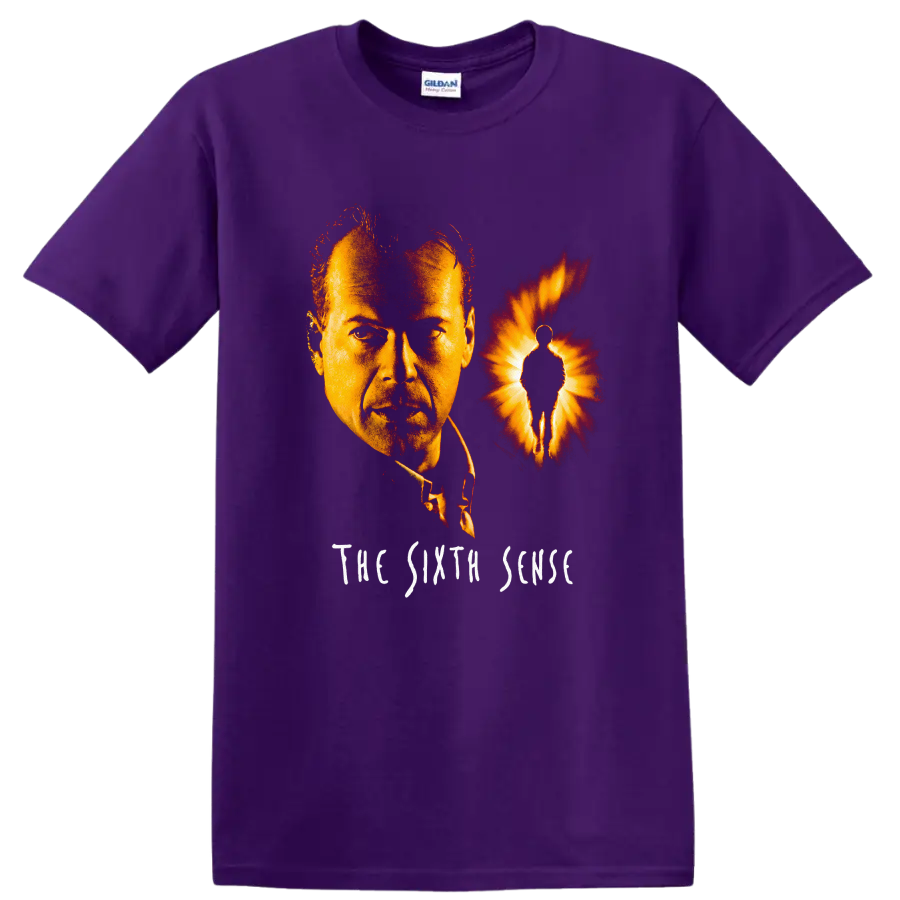 Vintage Cult Movie Character Portrait T Shirt on a Purple T Shirt