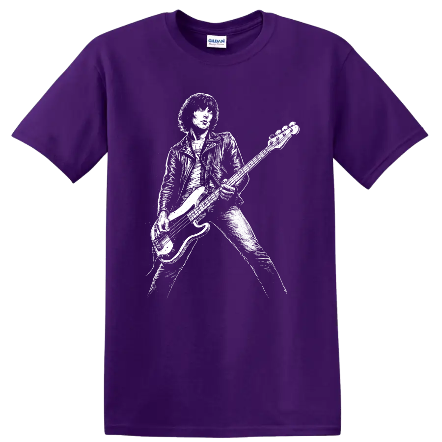 Dee Dee Ramone Ramones Rock Legends White Silhouette T Shirt - Purple
