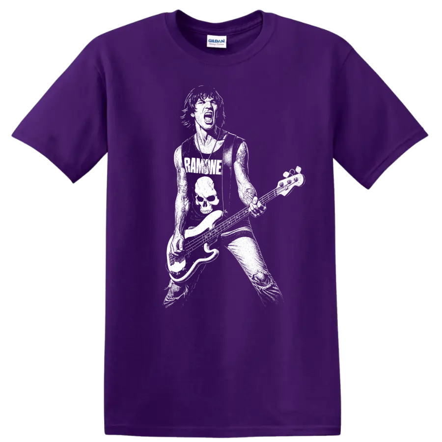 Dee Dee Ramone Ramones Rock Legends White Silhouette T Shirt - Purple