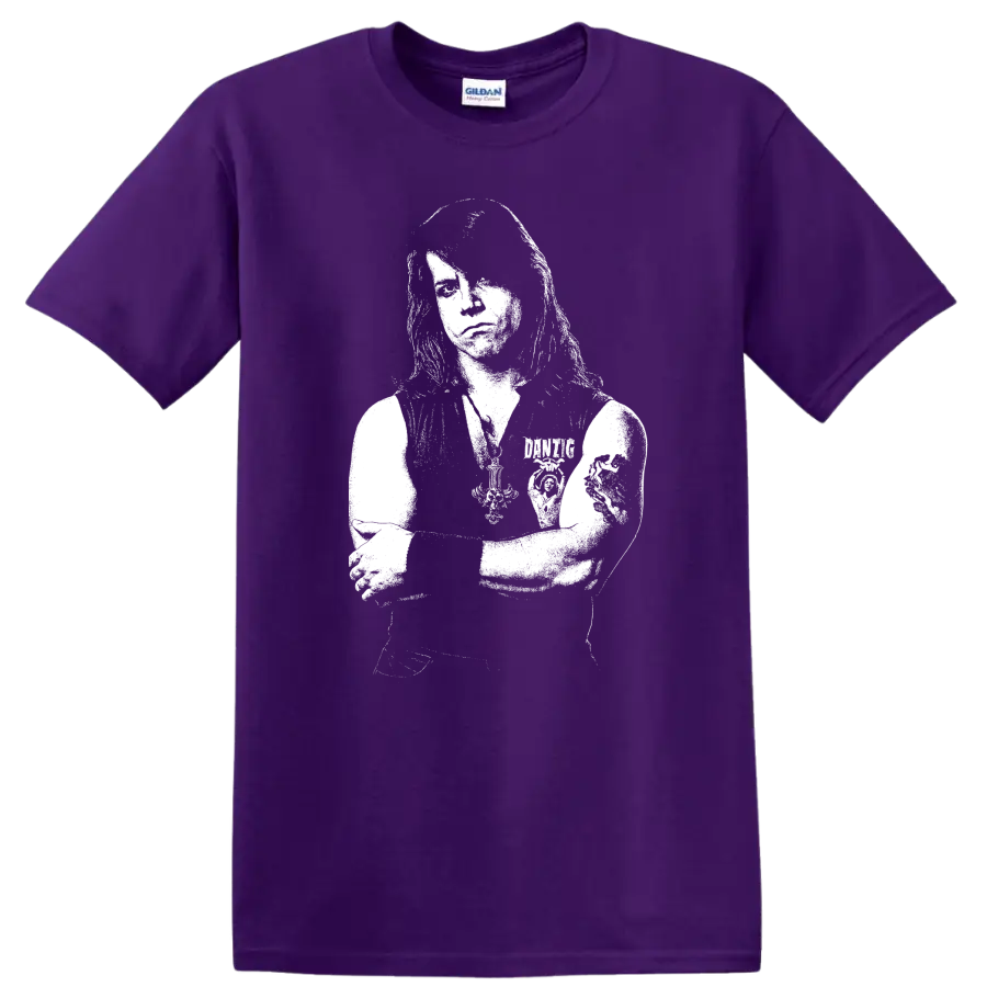 Glenn Danzig Misfits Rock Legends Black and White Portrait T Shirt - Purple