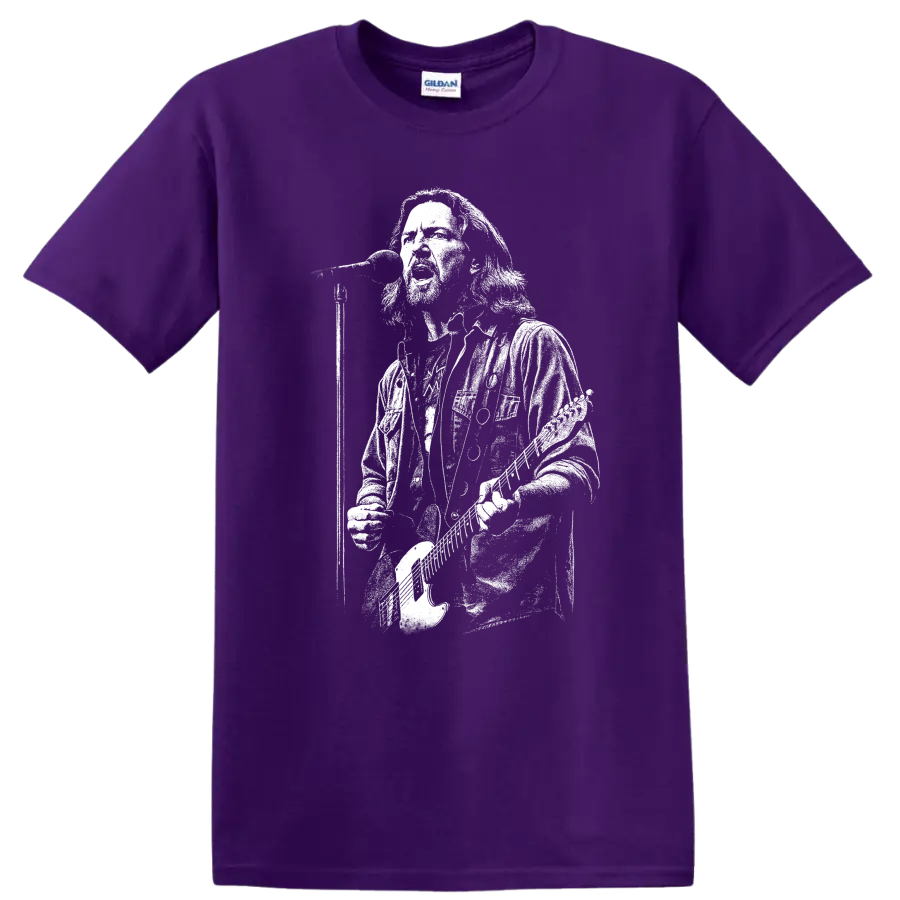 Eddie Vedder Pearl Jam Rock Legends Silhouette T Shirt - Purple