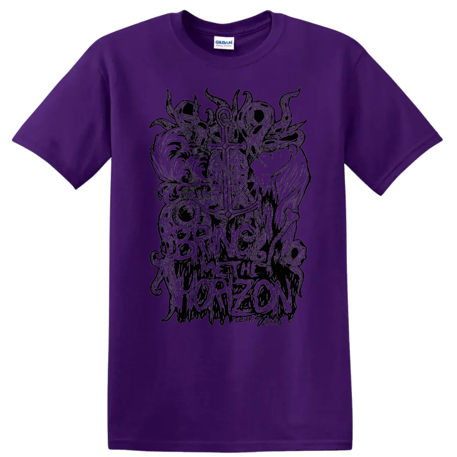 Bring Me The Horizon gothic skull and cross graphic print T - Purple