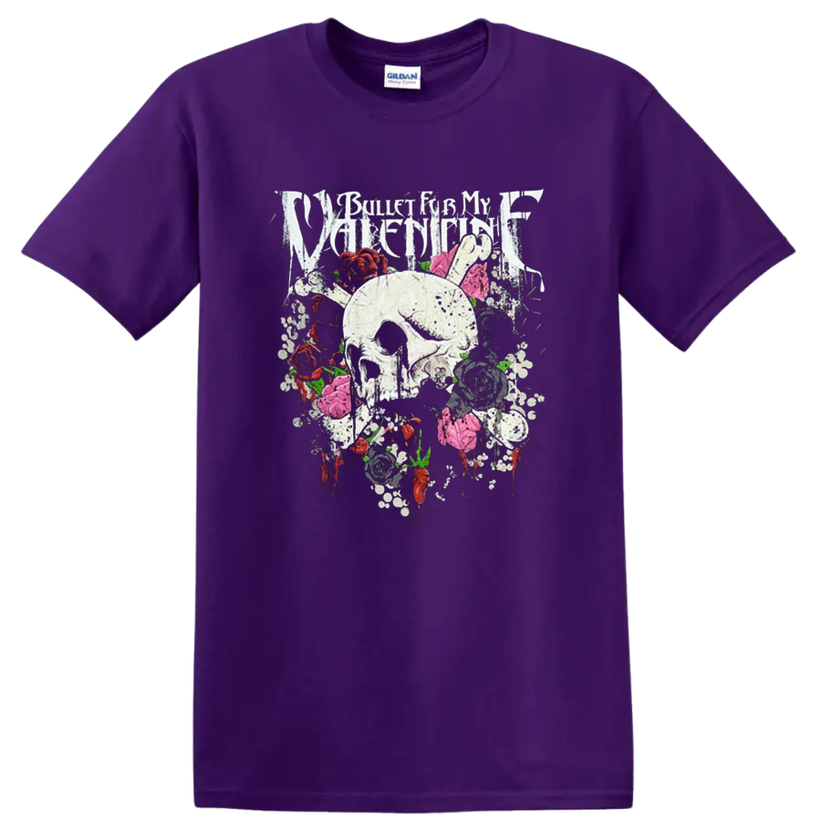 Bullet for My Valentine skull and roses graphic print T - Purple