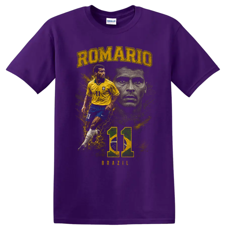 Diogo Moreira Honda soccer tribute graphic with number 11 on a Purple T Shirt