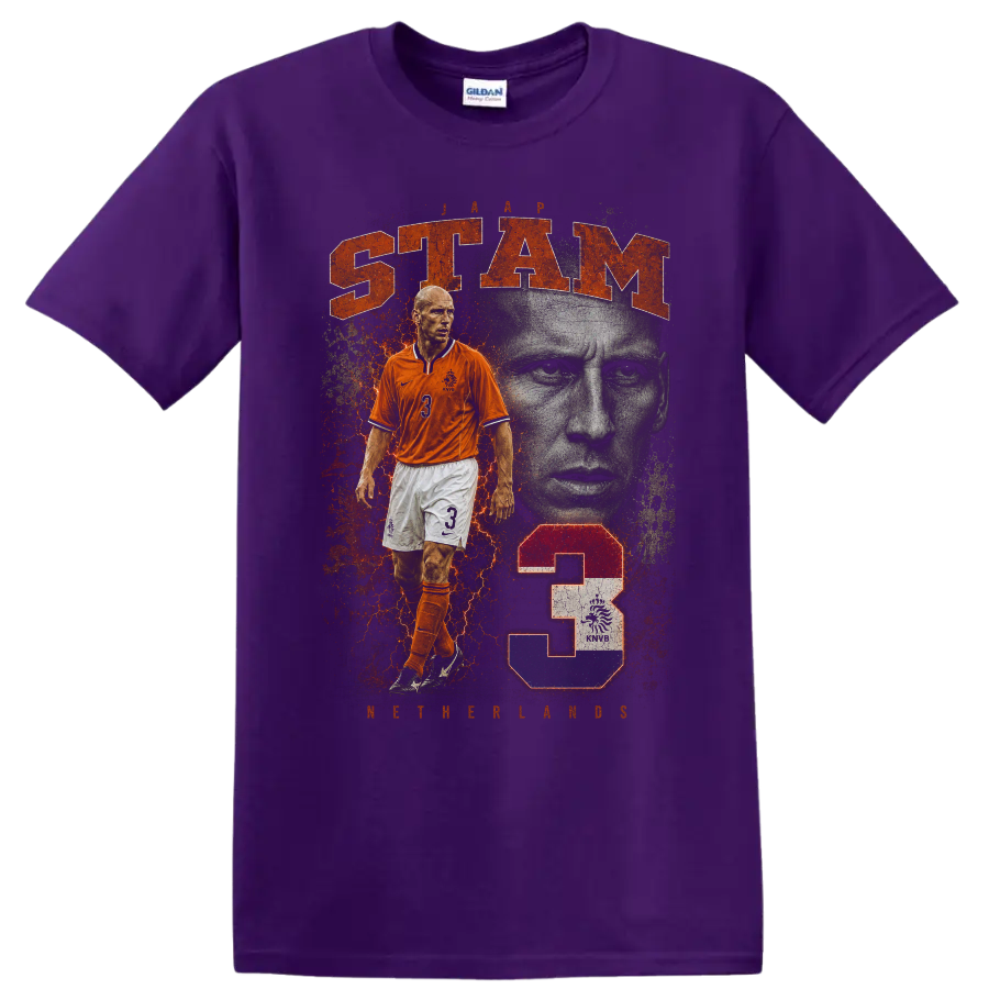 Wesley Sneijder Netherlands soccer collage with STAM text on a Purple T Shirt