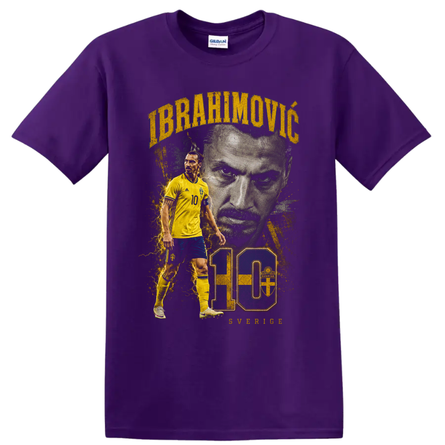Zlatan Ibrahimović Sweden soccer graphic with number 10 on a Purple T Shirt