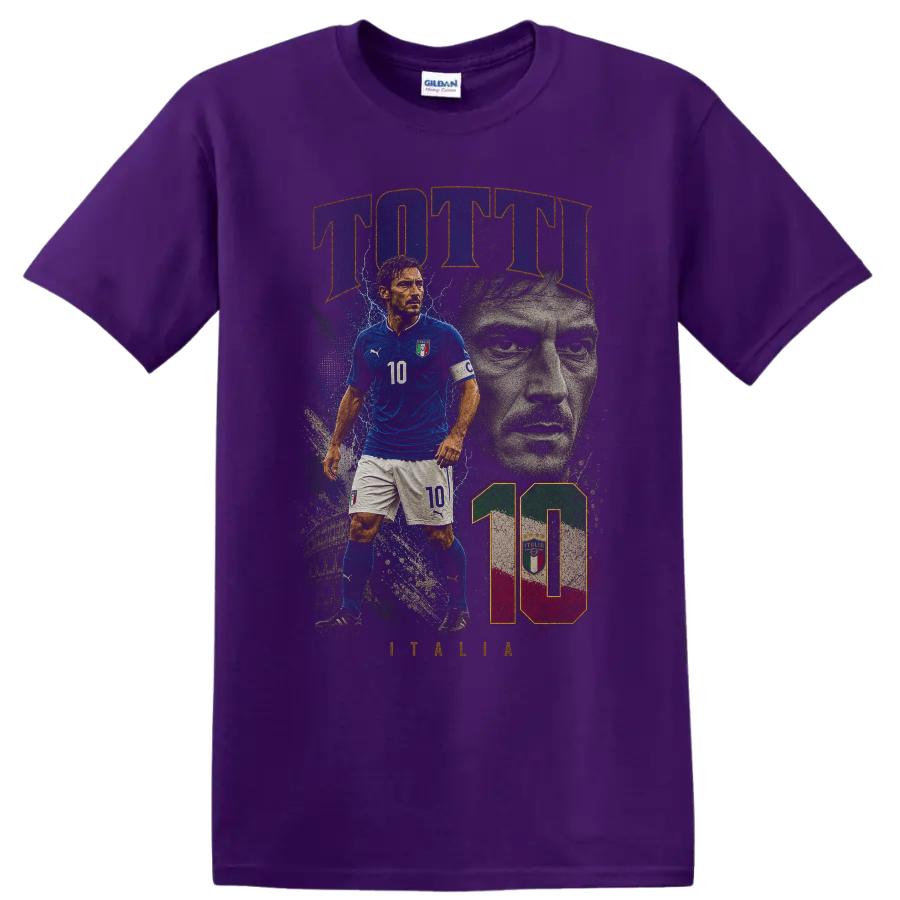 Daniele De Rossi Italy soccer tribute portrait graphic on a Purple T Shirt