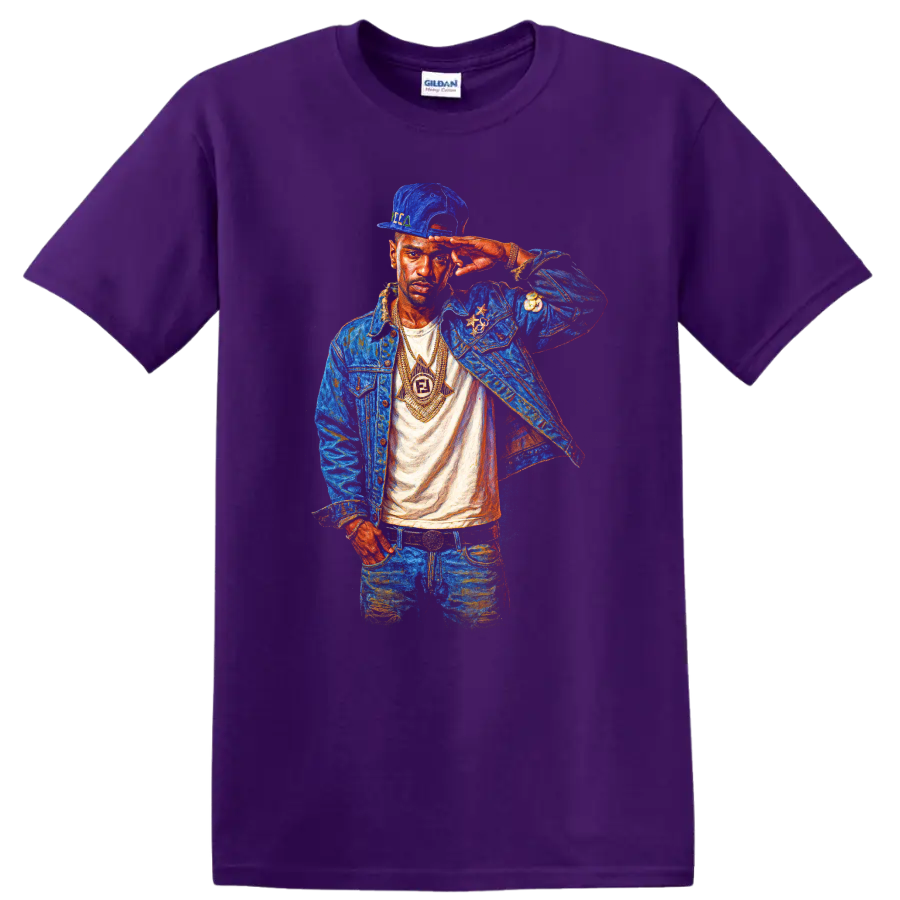 Kodak Black psychedelic hip-hop portrait fan art on a Purple T Shirt