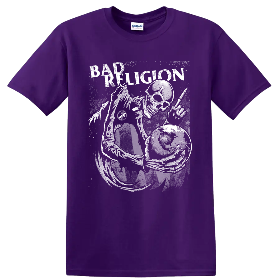 Bad Religion crossbuster punk rock band graphic print on a Purple T Shirt