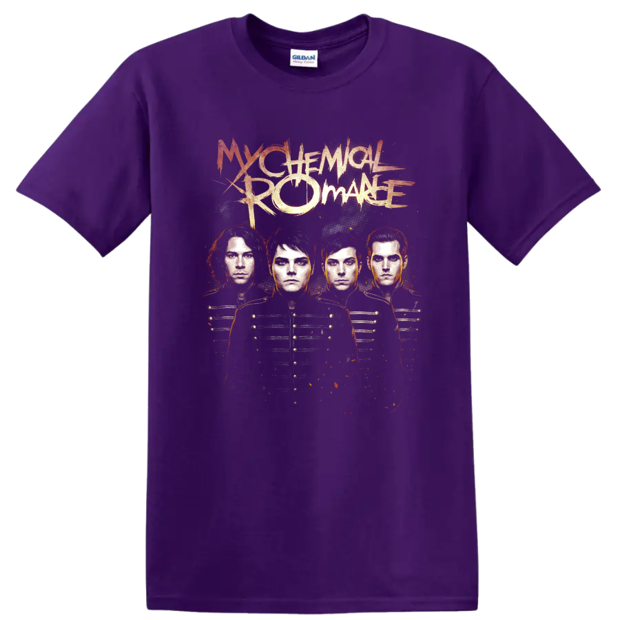 My Chemical Romance The Black Parade distressed rock band portrait graphic on a Purple T Shirt