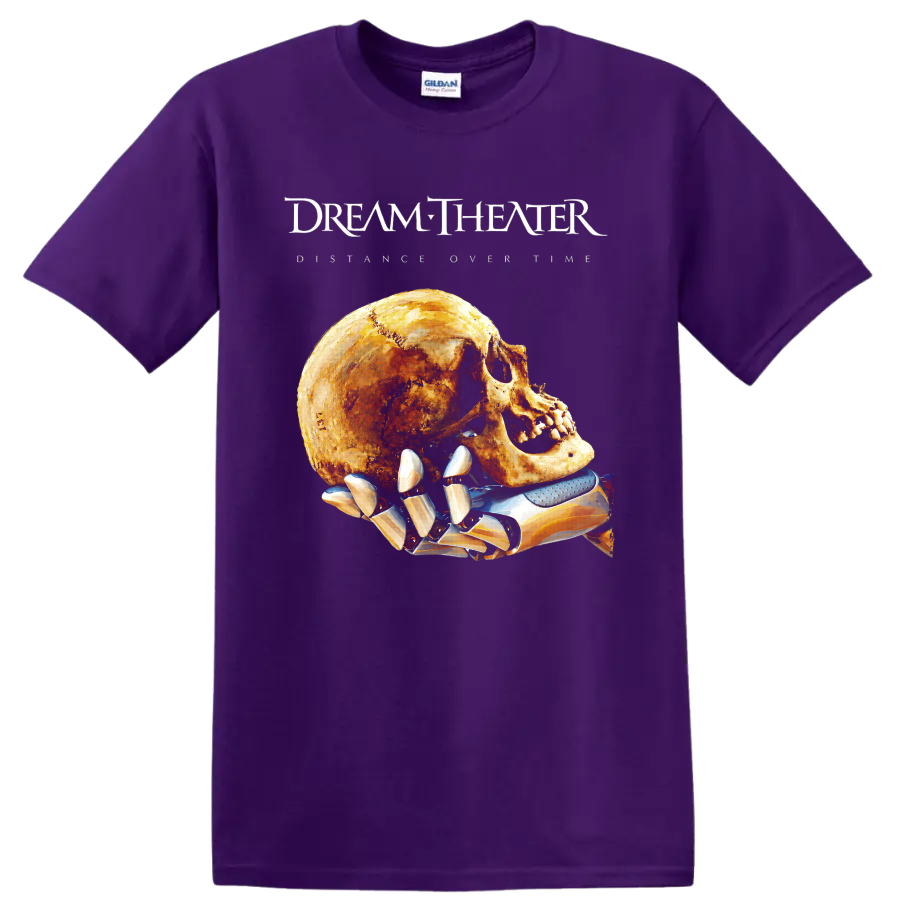 Dream Theater progressive rock skull and robotic hand graphic print on a Purple T Shirt