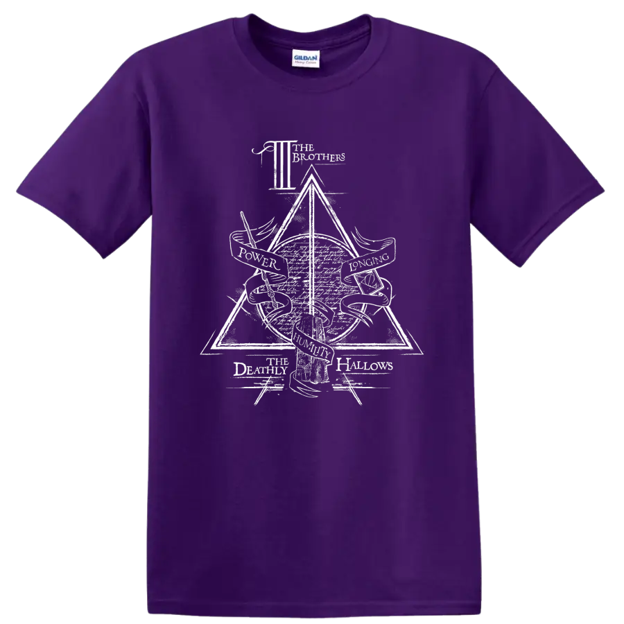 Harry Potter Prisoner of Azkaban stag Patronus triangle graphic print on a Purple T Shirt