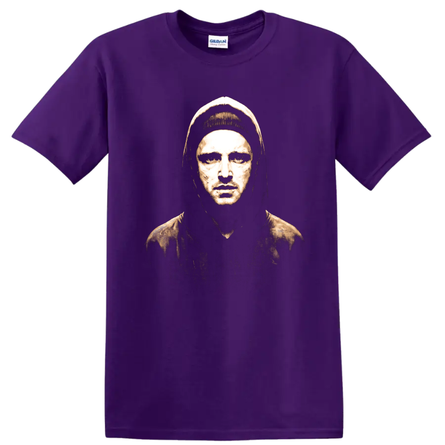 Jesse Pinkman Breaking Bad gritty sepia portrait graphic on a Purple T Shirt