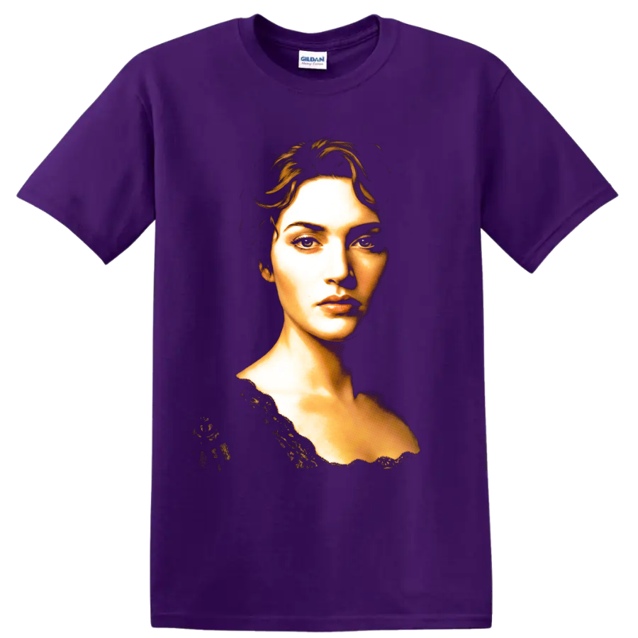 Rose DeWitt Bukater portrait from Titanic in a dramatic vintage style on a Purple T Shirt