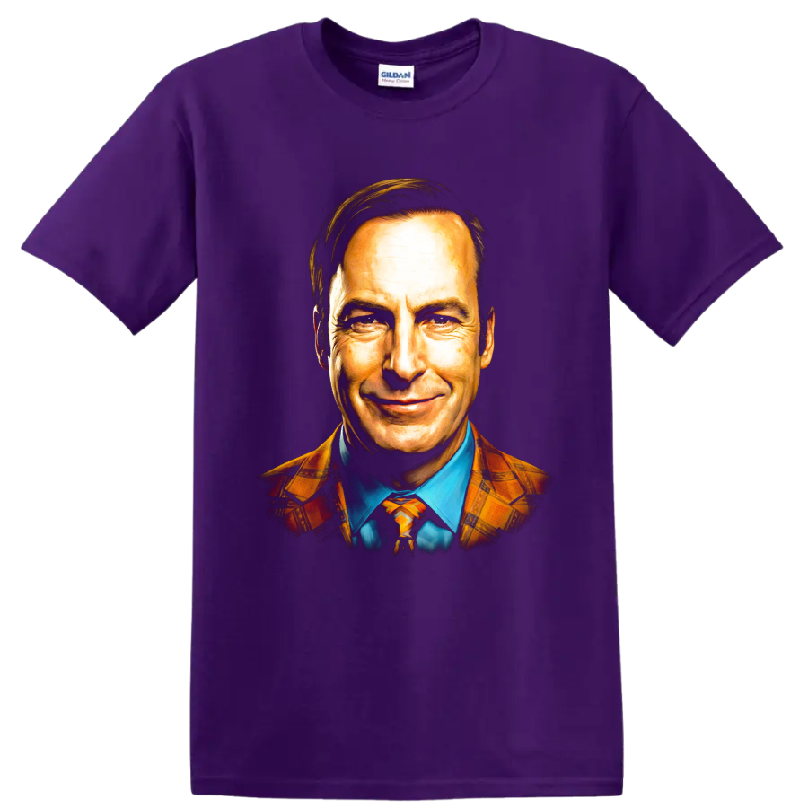 Jimmy McGill Better Call Saul colorful painterly portrait on a Purple T Shirt