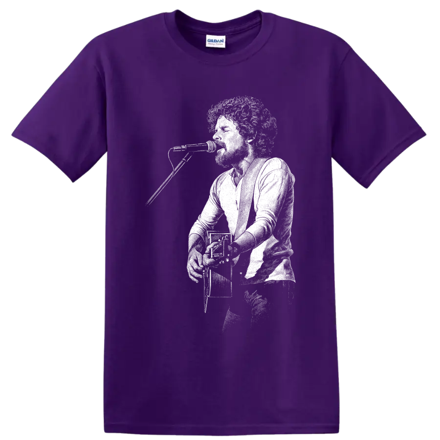Don Henley Eagles drummer and singer silhouette with drum kit on a Purple T Shirt