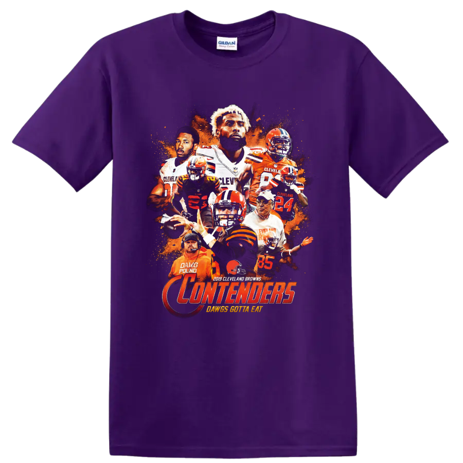Baker Mayfield and Odell Beckham Jr Cleveland Browns 2019 Contenders collage on a Purple T Shirt