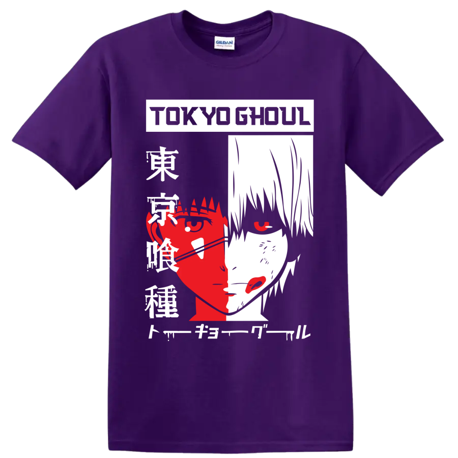 Faye Valentine Cowboy Bebop retro red, white, and black split portrait graphic on a Purple T Shirt