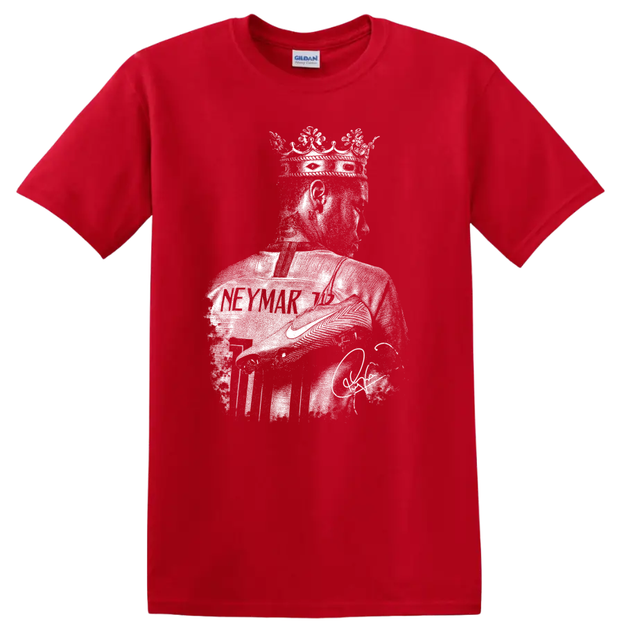 Retro Neymar soccer legend portrait graphic T - Red