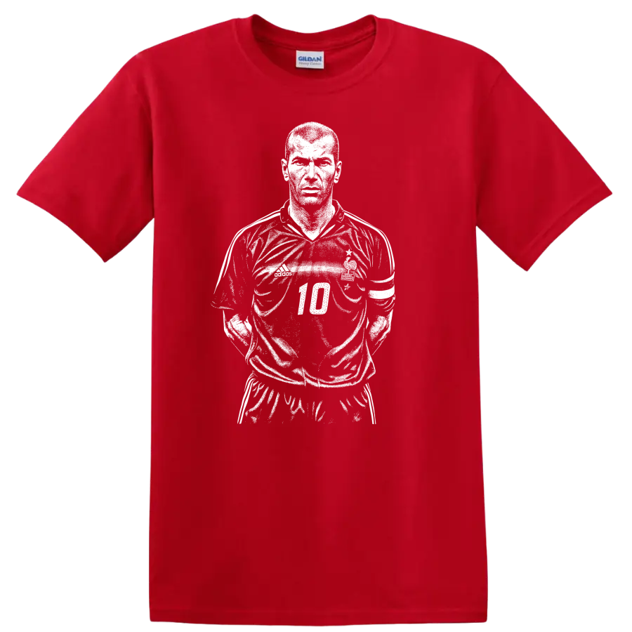 Black and white retro soccer portrait graphic T-shirt inspired by - Red