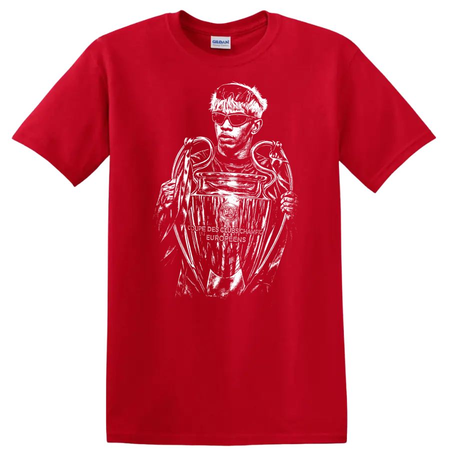 Retro black and white soccer portrait of Lamine Yamal style - Red