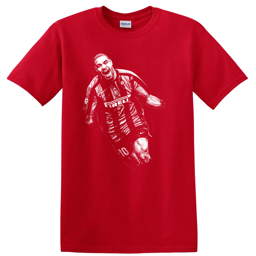 Retro soccer legend portrait of Adriano Leite Ribeiro on a T - Red