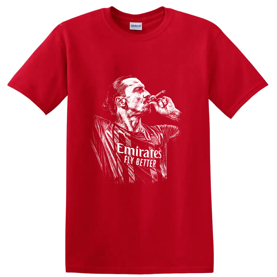 Retro soccer portrait of Zlatan Ibrahimović style graphic T - Red