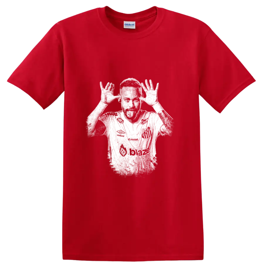 Retro soccer player portrait of Neymar Jr legend style T Shirt - Red