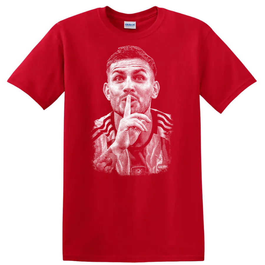 Retro soccer player portrait of Leandro Paredes on T - Red