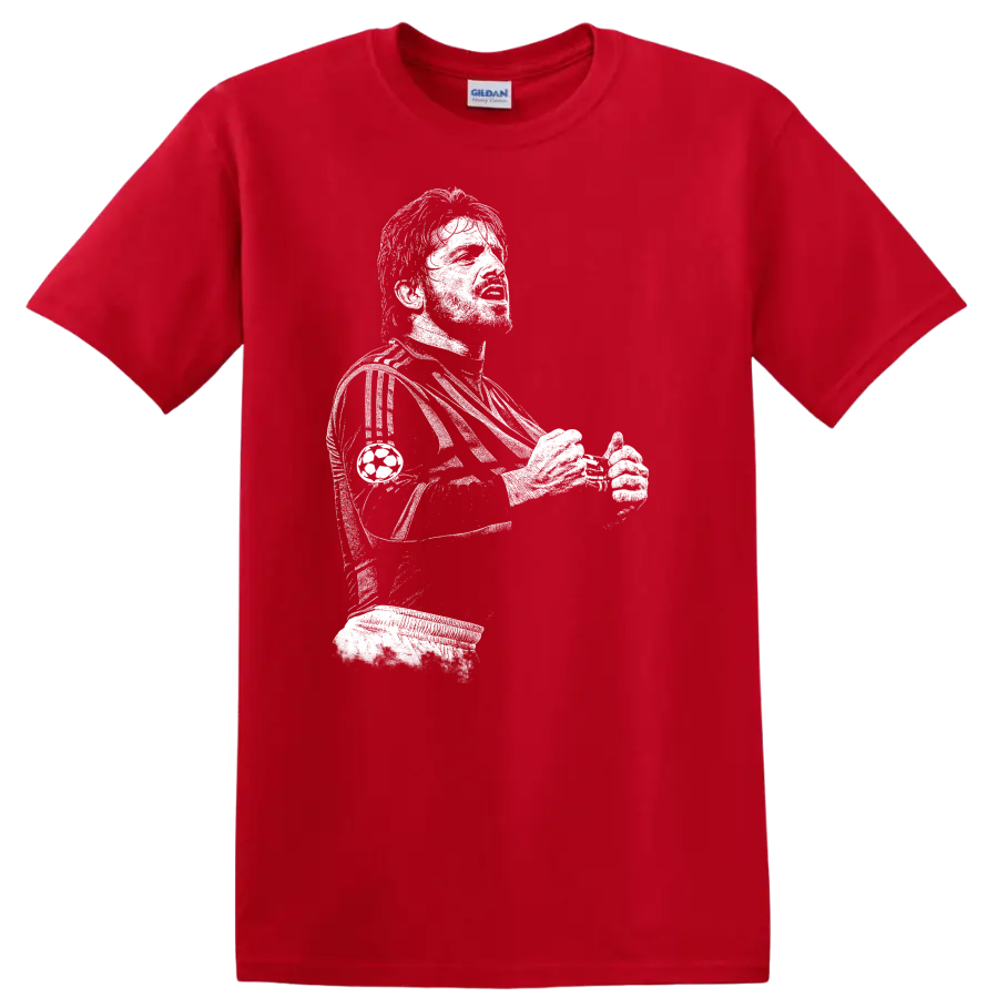 Retro black and white pixel portrait of Gennaro Gattuso soccer legend T - Red