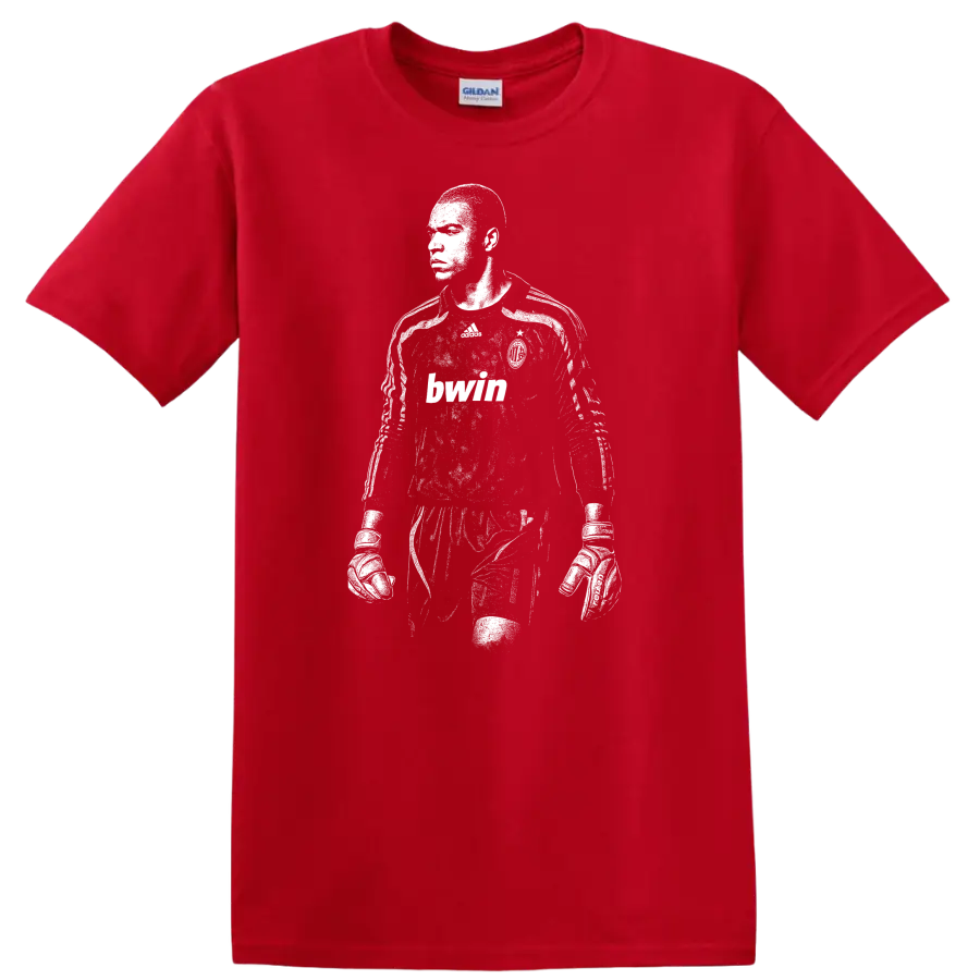 Black and white retro soccer portrait of Nelson de Jesus Silva T - Red