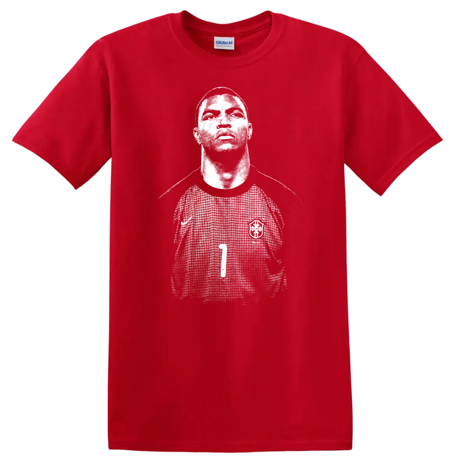 Retro soccer portrait style graphic of Nelson de Jesus Silva - Red