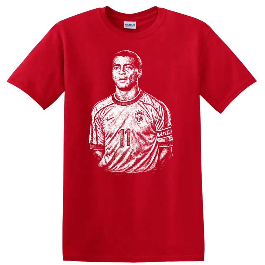 Retro soccer portrait legend style silhouette of Ronaldo Nazário T - Red
