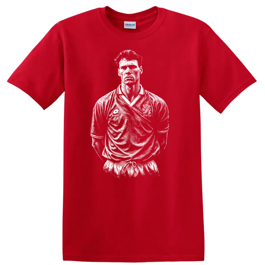 Retro black and white soccer portrait of Marco van Basten T - Red