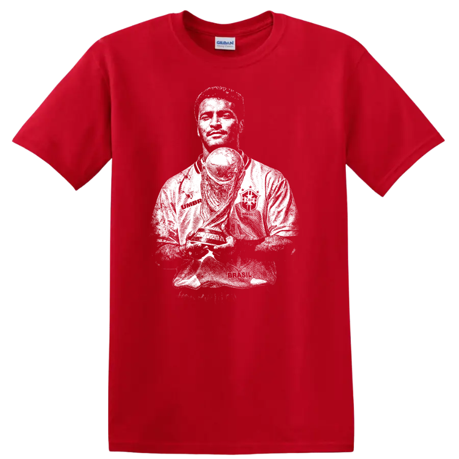 Retro soccer portrait silhouette of Romário de Souza Faria T - Red