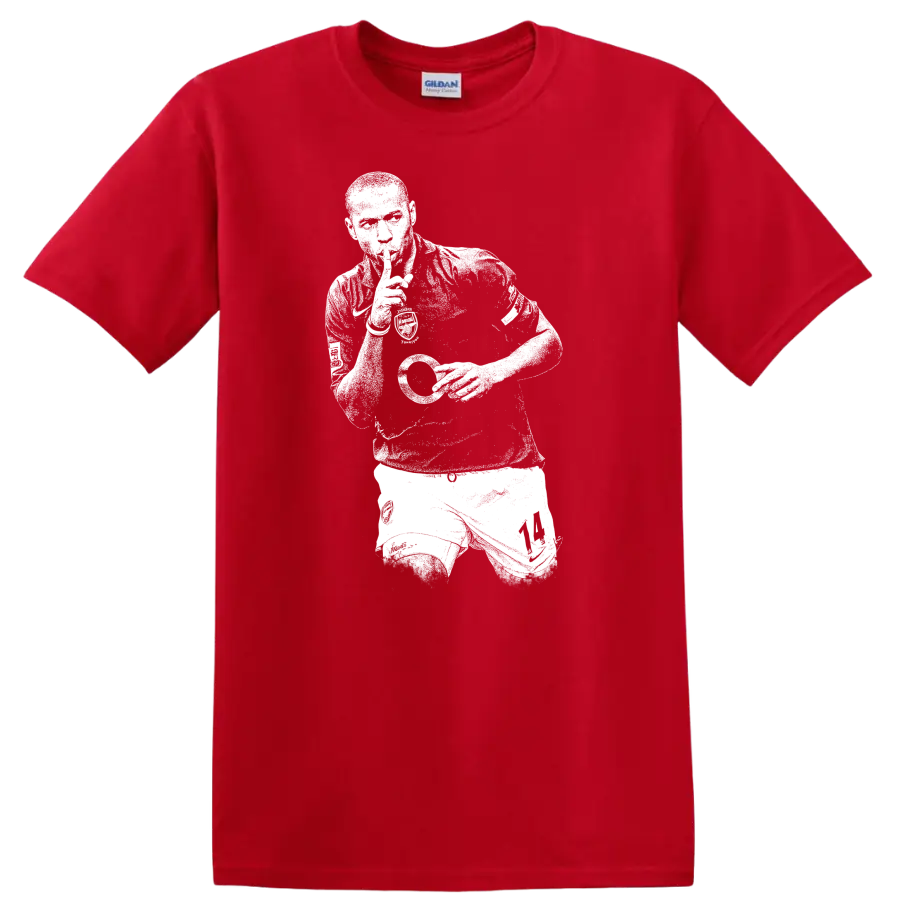 Retro soccer legend portrait style Thierry Henry T Shirt - Red