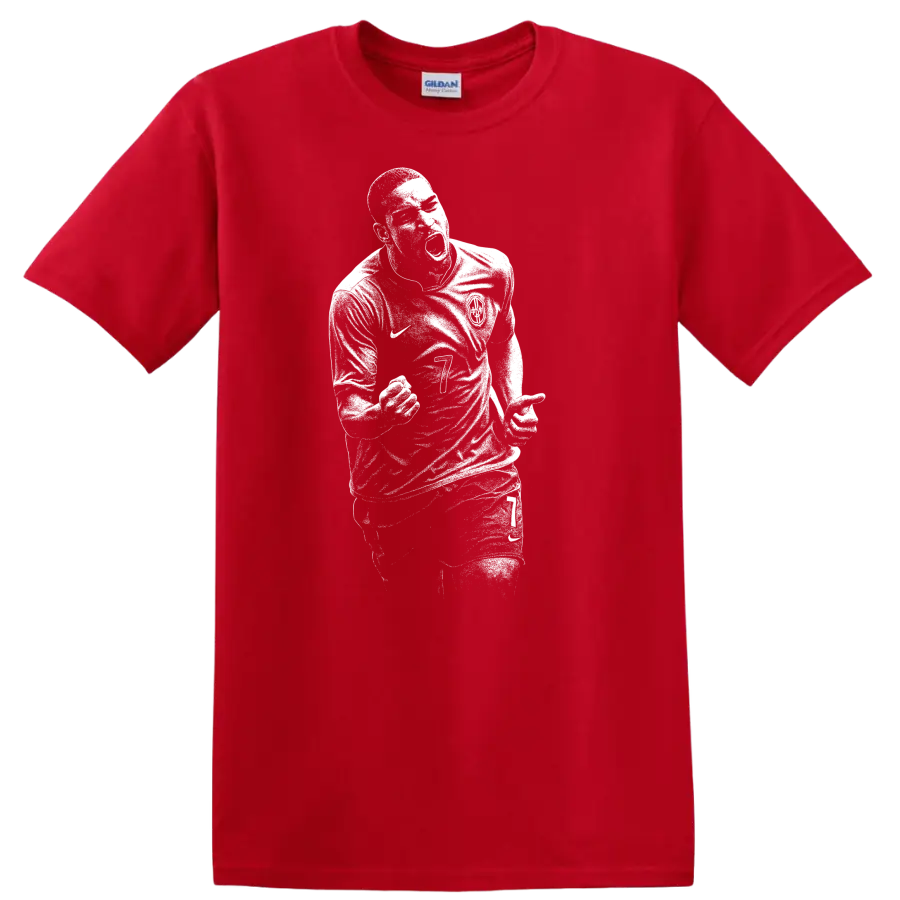 Retro soccer portrait of Adriano Leite Ribeiro style graphic T - Red