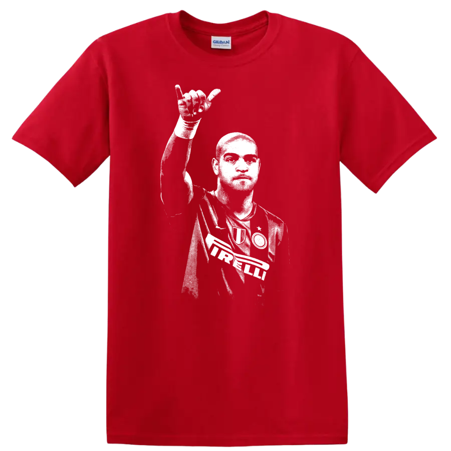 Retro soccer portrait of Adriano Leite Ribeiro legend style T - Red