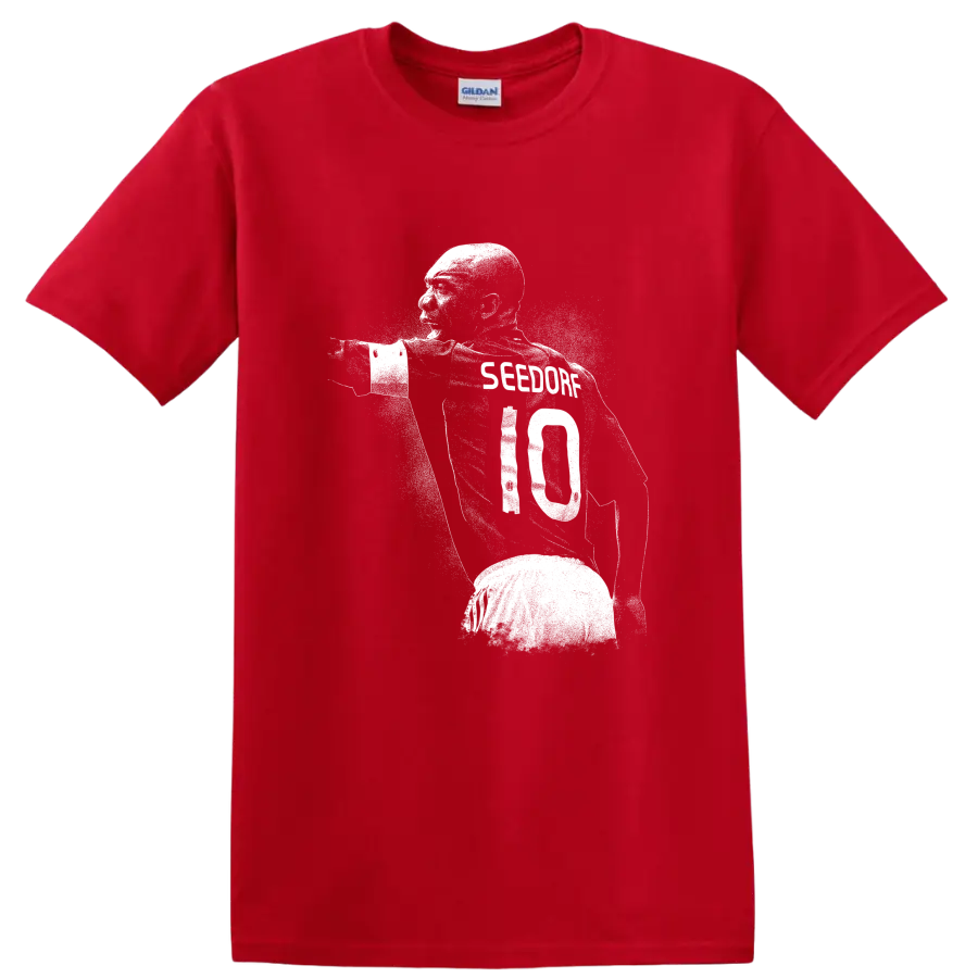 Retro soccer portrait design of Clarence Seedorf style T - Red